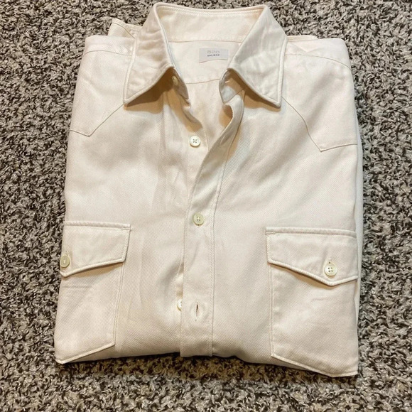 Caliban 820 Organic Cotton Cream Button Down Shirt - Picture 2 of 6